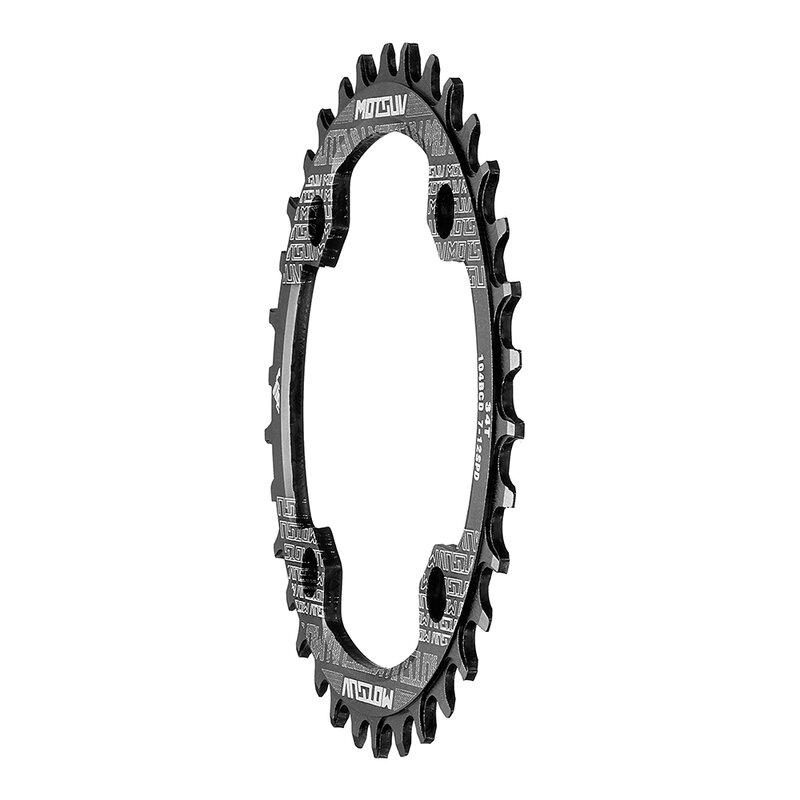 Manovella per bicicletta 104BCD forma rotonda stretta larga 32T/34T/36T/38T MTB corona per bicicletta ruota dentata cerchio per bici guarnitura piastra singola