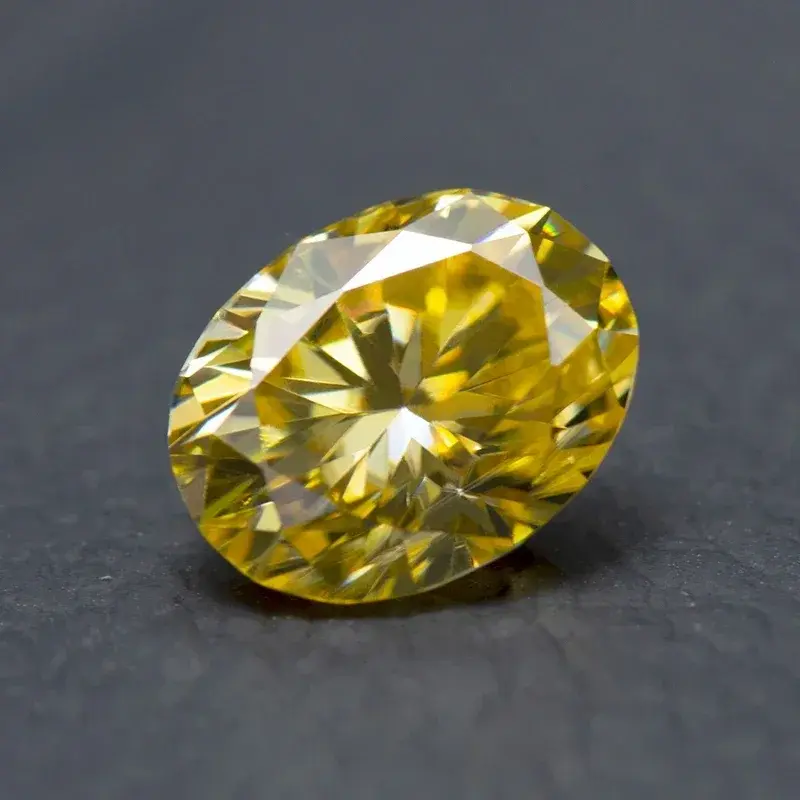 모이사나이트 스톤 레몬 옐로우 컬러 타원형 컷 다이아몬드 연구실, GRA 인증서가 있는 보석 만들기 재료