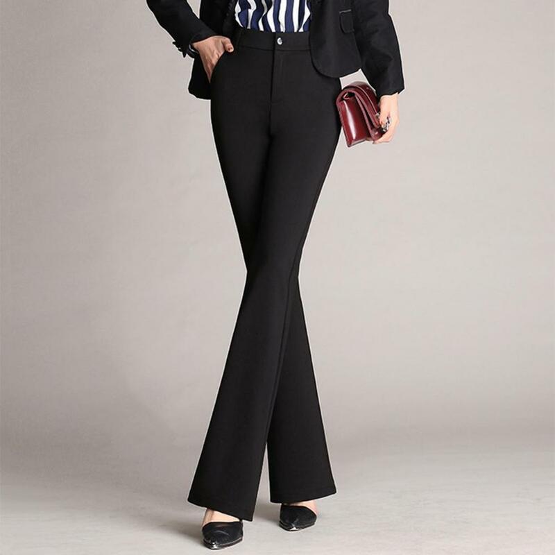 Ausgestellte Hose elegante ausgestellte Anzug hose mit hoher Taille für Frauen mit geradem Bein Arbeits kleidung Hose mit Taschen Reiß verschluss fliegen stilvoll solide
