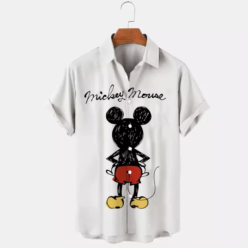 Disney-Chemise à fleurs imprimée en 3D pour homme, Donald Duck Mouse, Top boutique vintage, Tendance de la mode estivale, 2023