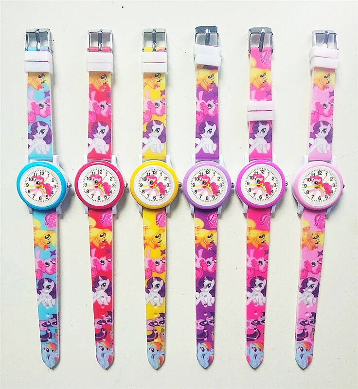 Relógio de cavalo arco-íris dos desenhos animados infantis, cinta de silicone impressa, relógios bonitos para crianças, relógio esportivo estudantil, venda quente, 2024