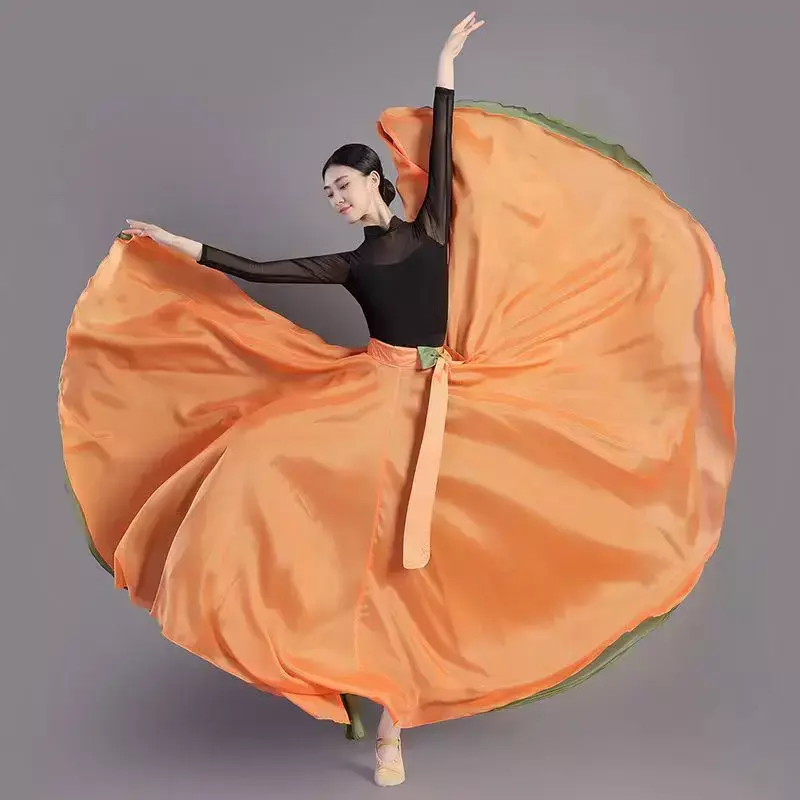 Veter 2-Layer Diamanten Chiffon Rok 720 Graden Klassieke Dans Moderne Balletuitvoering Oefenkleding Twee Kant Draagbaar