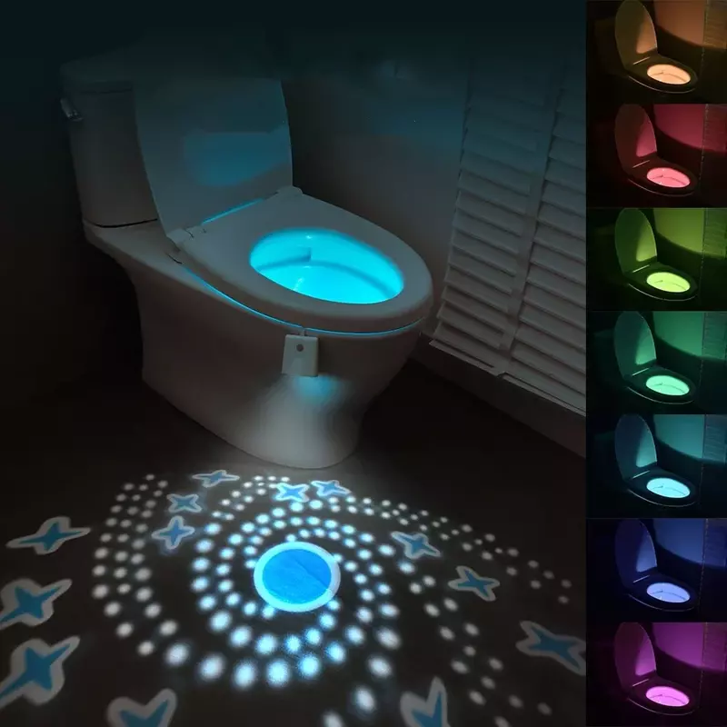 ไฟกลางคืนสำหรับห้องน้ำไฟ LED เปลี่ยนสีได้7สี lampu tidur แสงอัจฉริยะเปิดใช้งานตกแต่งห้องน้ำ