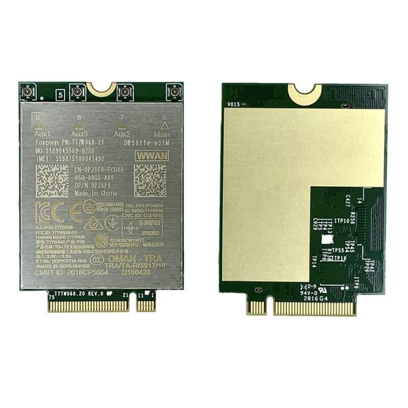 Dell DW5821E LTE Cat16 GNSS 5G WWAN 카드 모듈 액세서리, Lattore 5420 5424 7424 견고한 위도 7400/7400, T77W968, 2 in