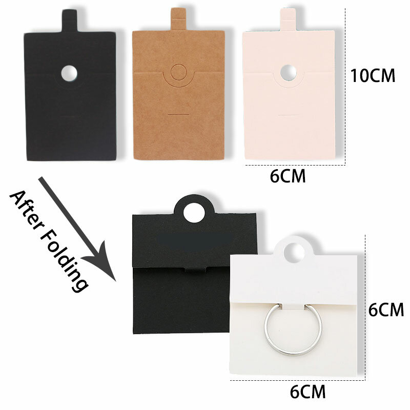 Etiquetas de suporte para joias com 6x6cm, preto e branco, ideal para cartões de papel kraft diy, faça você mesmo, exibição de anel e cartão, 50 unidades