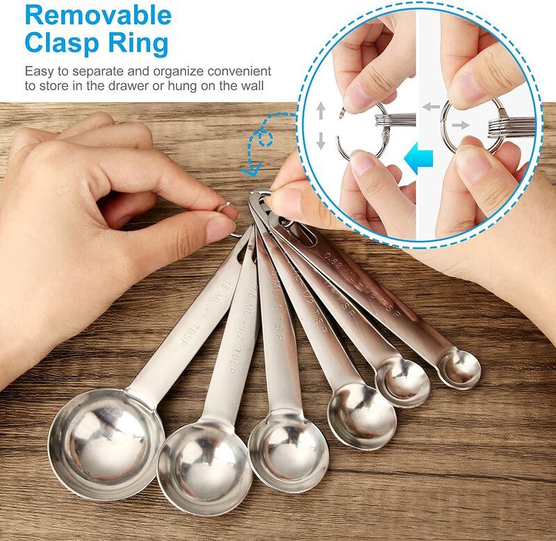 Cucchiai dosatori in acciaio inossidabile Set di tazze cucchiaio piccolo con livellatore Bonus segni incisi chiusura rimovibile gadget da cucina