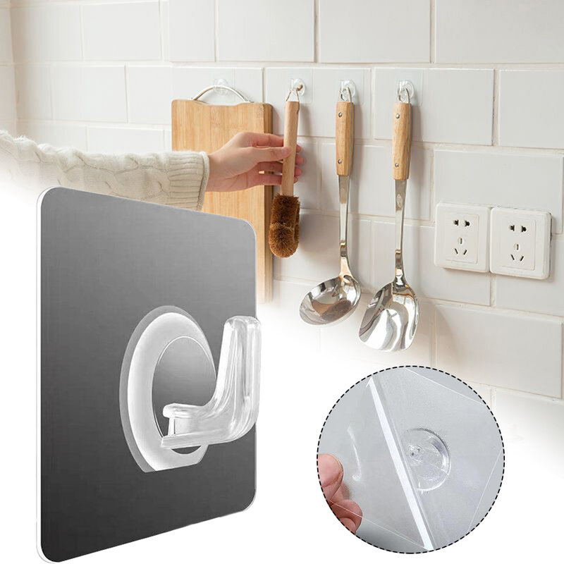 1Pcs Wall Hook Strong Self Adhesive Transparent Suction Cup Heavy Load Rack For Home Kitchen/bedroom/bathroom Accessories