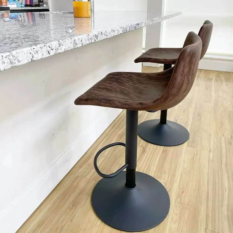 Барный стул 2 в комплекте, вращающийся на 360 ° барный стул с спинкой, регулируемые по высоте барные стулья, Современная высота барной стойки, барный стул