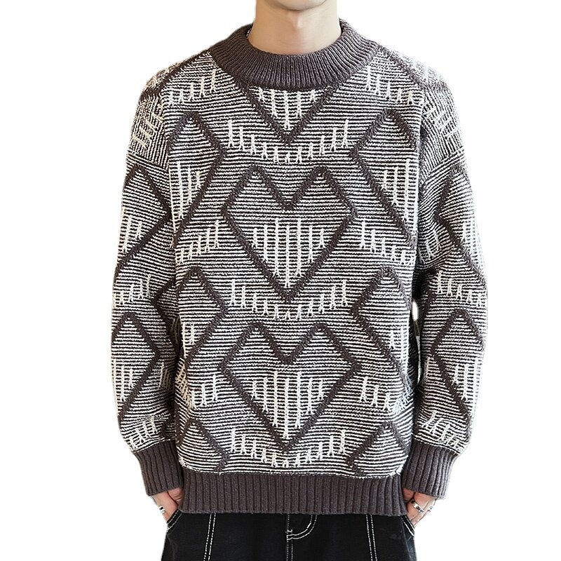 2022 그래픽 스웨터, 남성 힙합 스트리트 웨어, 겨울용 두껍고 따뜻한 슬림 풀오버 스웨터, 남성 패션 스웨터