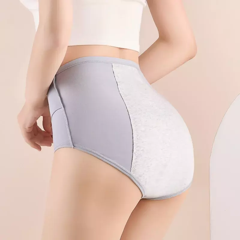 Celana dalam wanita, celana dalam pinggang tinggi ukuran besar fisiologis Anti kebocoran sisi katun bernapas