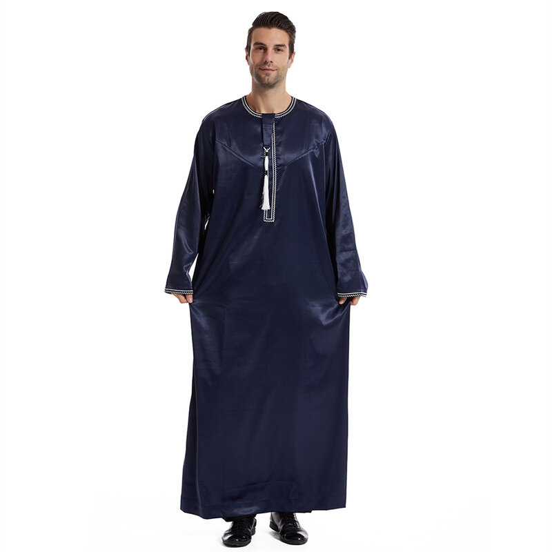 Новинка, мужская одежда в исламском мусульманском стиле, свободная абайя, Jubba Thobe на молнии спереди, Мужская кафтан, макси-халат, платье в Пакистане, Аравии