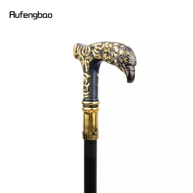 イーグルハンドル付きウォーキングスティック、単一の関節、金色と黒、装飾的なコスプレ、ハロウィーンパーティーのための杖、トリミング、93cm