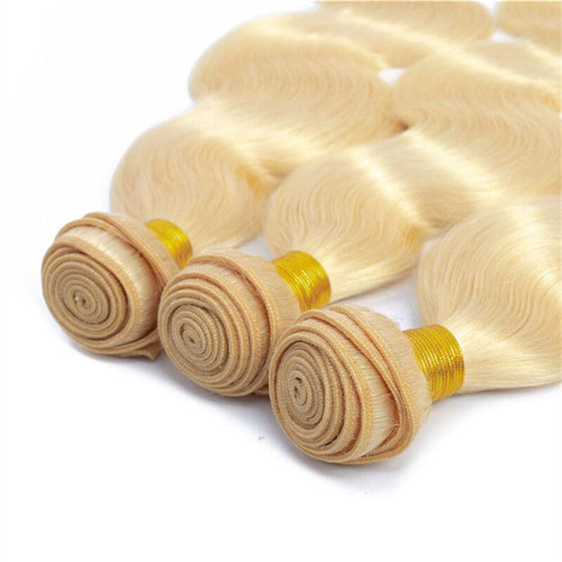 Honey-extensiones de cabello humano ondulado para mujer, mechones de pelo Remy brasileño de Color rubio 613, de 10 a 40 pulgadas, 1/3/4 mechones