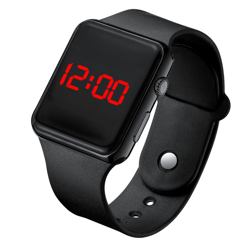 Jam tangan LED tali merah muda untuk jam tangan Digital tali silikon jam tangan wanita jam tangan pria jam tangan pintar