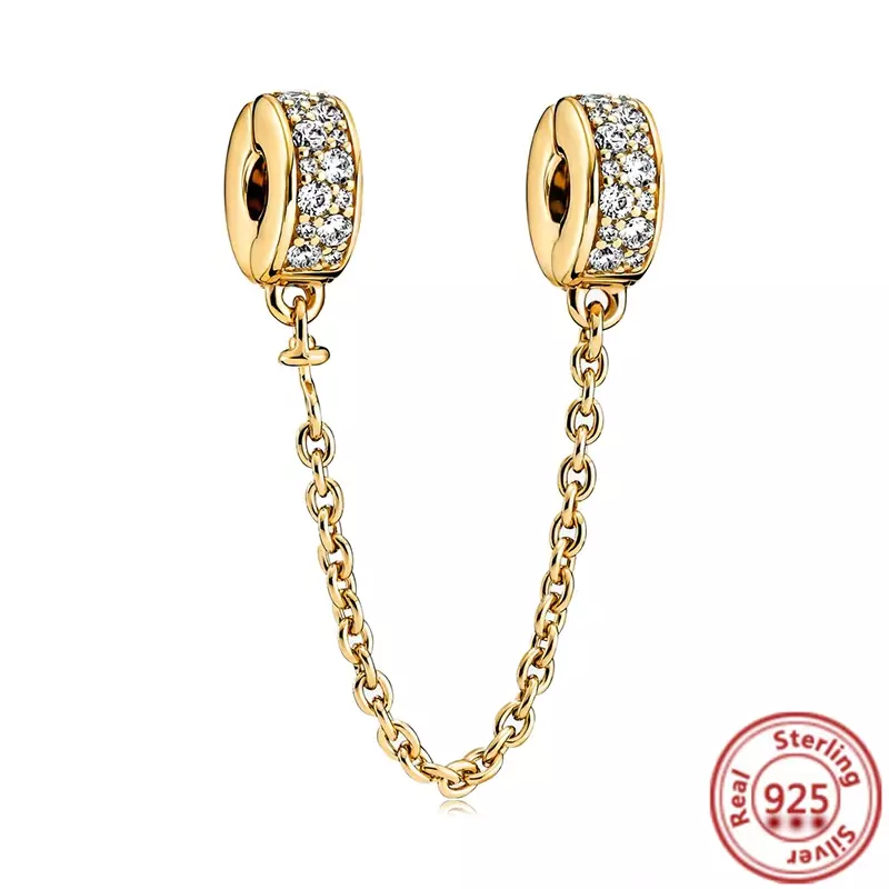 925 Sterling Silver Golden Crown Charme para As Mulheres, Árvore Da Família Cadeia de Segurança, Contas Ocas para Pulseiras Pandora Originais, Jóias DIY