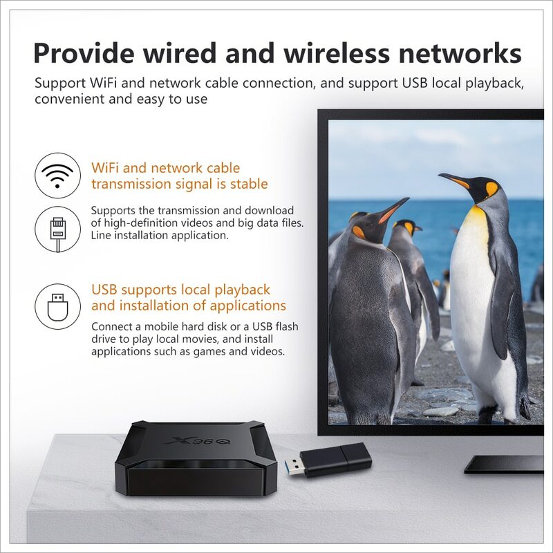 Smart tv box x96q, 2GB, 16GB, Android 10.0, Allwinner H313, quad core, 4K, Wi-Fi 2.4G, 1GB, 8GB, jogador em casa