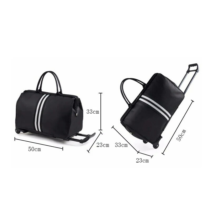 Large Capacity Luggage Trolley Bag with Wheels Travel Suitcase Foldable Duffle Cabin Women Men Hand Luggage Carry On Bags