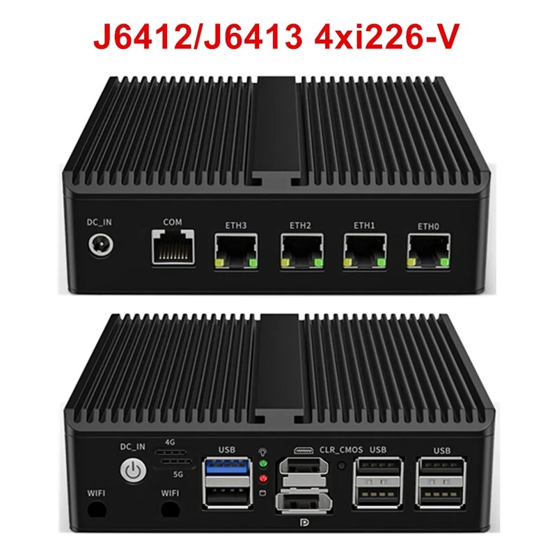 جهاز توجيه جديد لجدار الحماية الناعم N100 J6413 N5105 4x Intel i225 i226 2.5G LAN NVMe جهاز كمبيوتر مصغر بدون مروحة HDMI2.0 DP ESXi Proxmox خادم منزلي