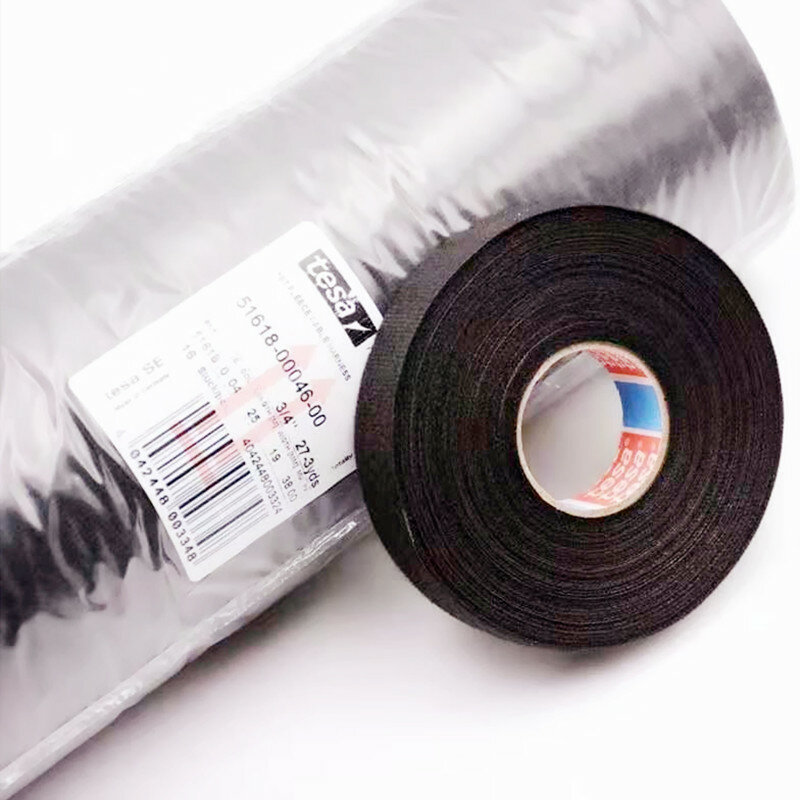 Paquete de cableado de terciopelo negro de 15m, 30mm, 25mm, 19mm, 15mm, 9mm, arnés de telar de llama, cinta eléctrica ignífuga, tela adhesiva para cableado