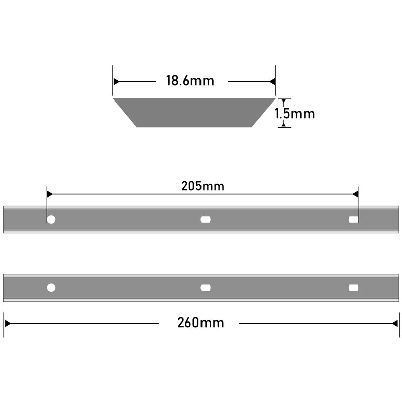 260mm×18.6mm×1.5mm for Planer Blades Knives Metabo HC 260 C/E/M AXMINSTER AWEPT106 HSS Set of 2 Pieces