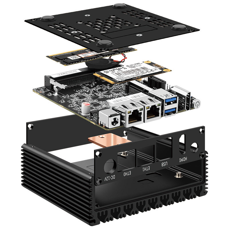 P1คอมพิวเตอร์ขนาดเล็ก6วัตต์ Intel N3050/N3160 Quad Core Quad Thread X86 Soft Router 2*1000M Lan Port HD-MI เอาต์พุตกล่องโลหะ PK G31
