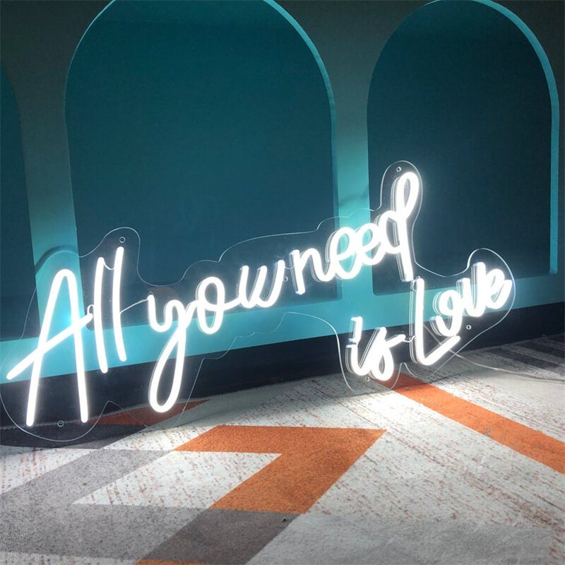 Letrero de neón personalizado "All You Need Is Love", señal de luz de neón para pared, Fiesta en casa, Club, tienda, decoración de dormitorio, regalo de boda, 2023