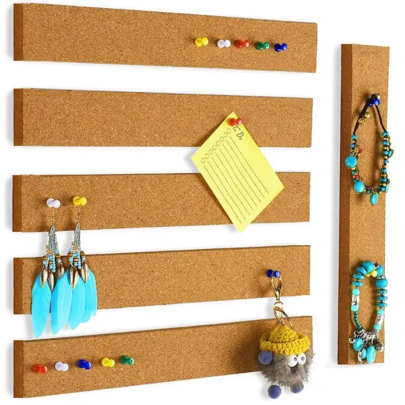 5 PCS Cork Board Strips Self Adhesive Small Cork Board for Wall Desk Home Classroom Office for Paste Notes Photos Schedules