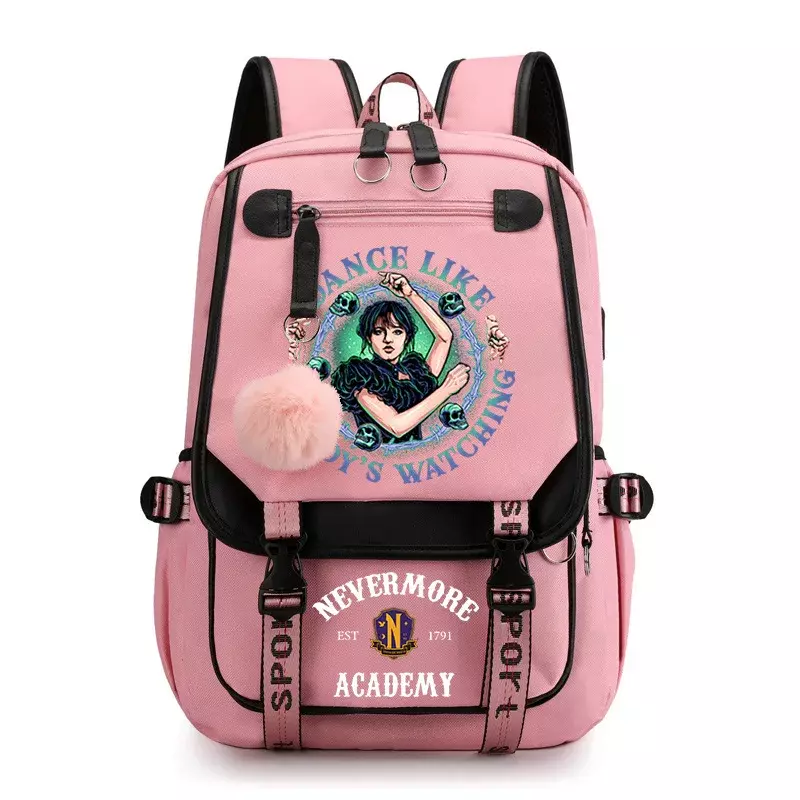 Addams Enid 배낭 십대 소년 소녀 학교 가방, Nevermore Academy Daypack 학생 배낭 노트북 배낭 선물