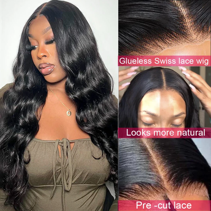 Peruvian Straight Wig 26 28 30 32 Inch Wig Pre Plucked 4x4 Transparent Lace Closure Wig 180% Remy Glueless Wig for Women