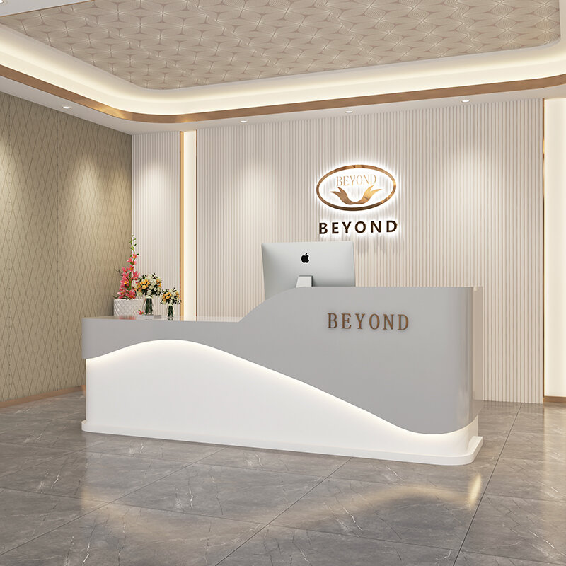 Bureau de réception moderne et simple, comptoir de bar, meubles de salon de beauté, personnalisé