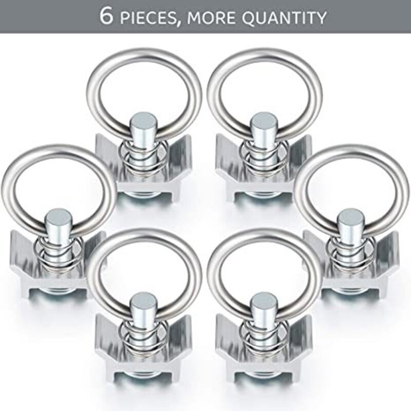 1/6/10Pcs L-Track Single Ring (Spring Loaded) Tie Down Anchors