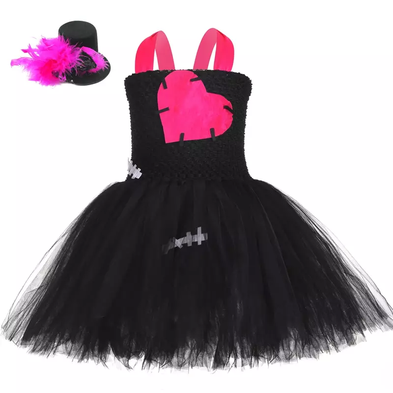 Gebrochene Puppe Halloween Kostüm für Kinder Pink schwarz Horror Monster Zombie Cosplay Tutu Kleid Kinder Mädchen Gothic Kleidung Set