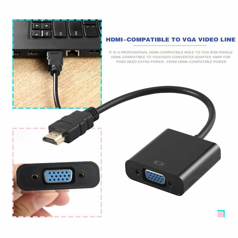 HDMI-compatible Male To VGA RGB Female Video Converter Adapter 1080P For PC Male-Female Display Devices Dropshipping