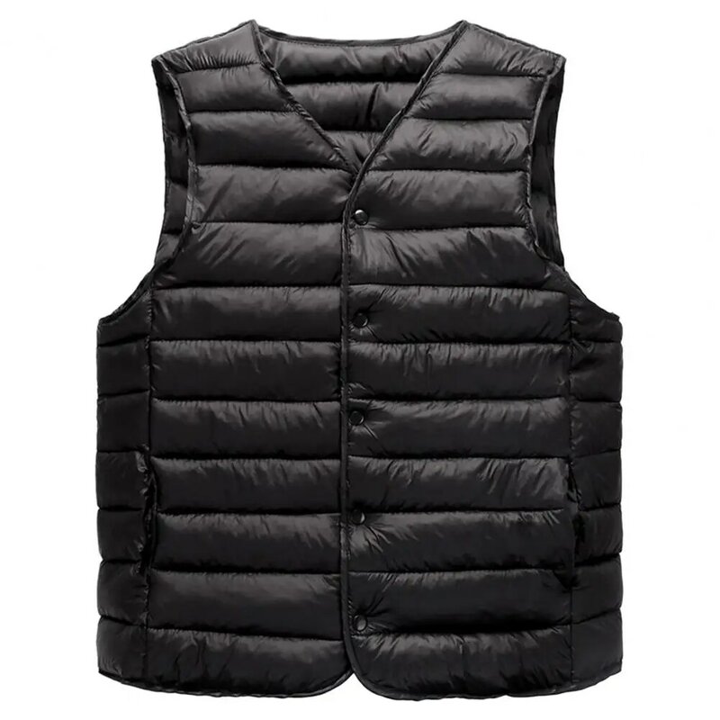 Waistcoat Jacket Men Vest Jacket Stylish Men's Winter Vest Padded V Neck Coat Warm Windproof Cardigan for Casual Plus Size