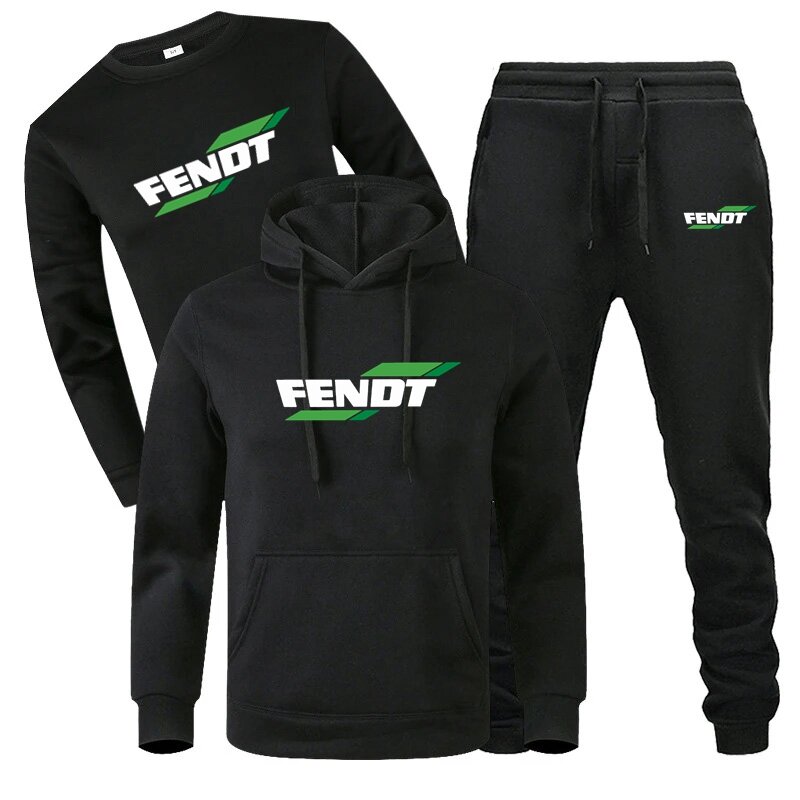 FENDT New Autumn Winter Men Women Tracksuit Hoodies+Pullover + Pants 3Pcs Sets Suit Fashion Trend Clothing Sportswear Sweatshirt