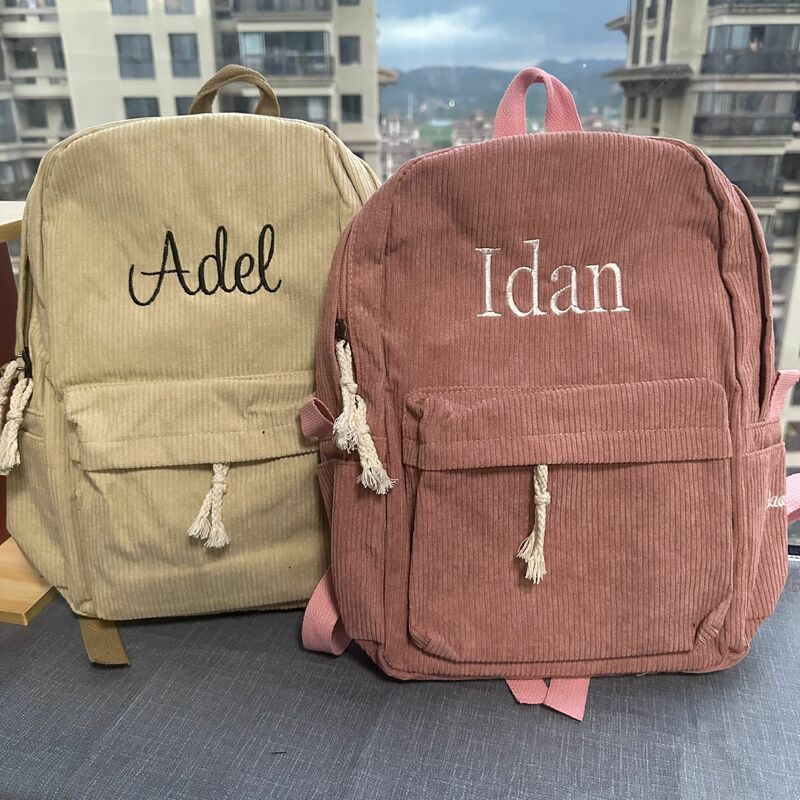Personalized Kids Backpack, Embroidered Corduroy Backpack,Back to School, Kid name backpack,school bag college,toddler,with name