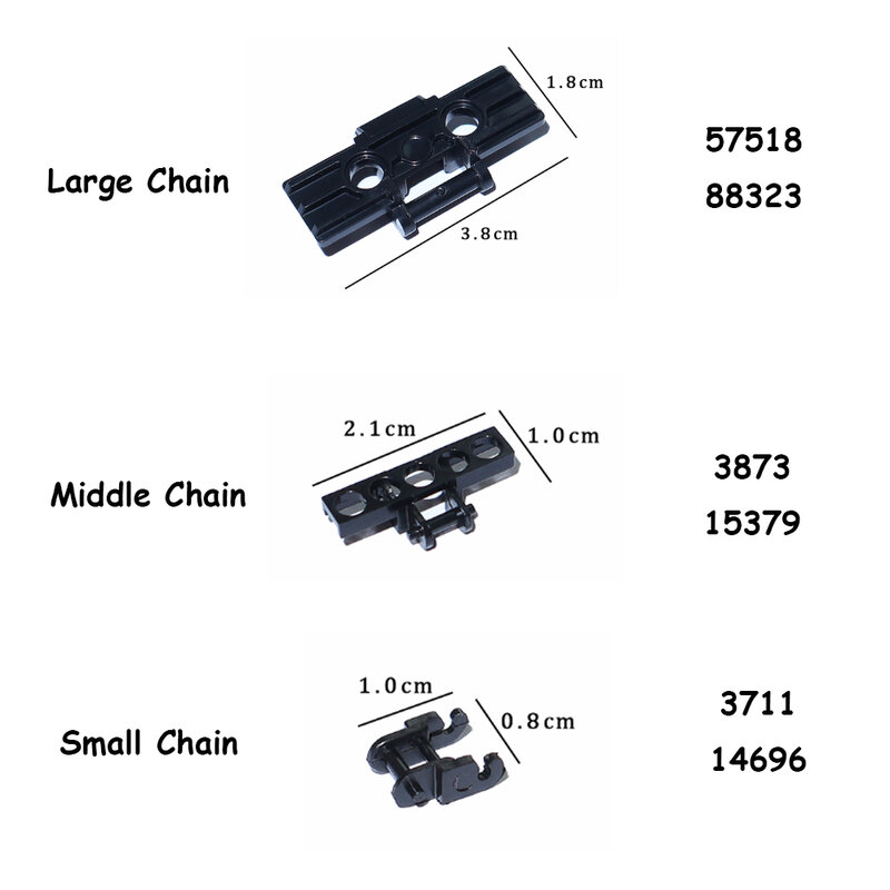 Legoeds-trilhas técnicas compatíveis e rodas pacote engrenagens e conjunto de eixo tanque de esteira rolante para 3711 3873 57518 88323 15379 14696