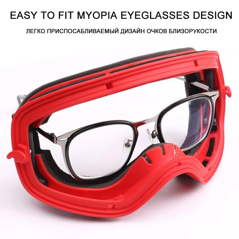 แว่นตาสกีกันลม2ชั้นสำหรับผู้ชายและผู้หญิง, แว่นตาสกีกันหมอกป้องกัน UV400ลุยหิมะหน้ากากสกีมืออาชีพ