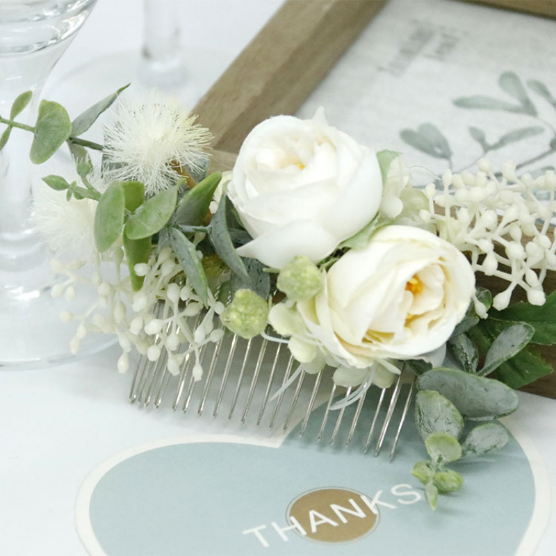 Branco nupcial cocar princesa artificial flores casamento cabelo jóias noiva casamento acessórios