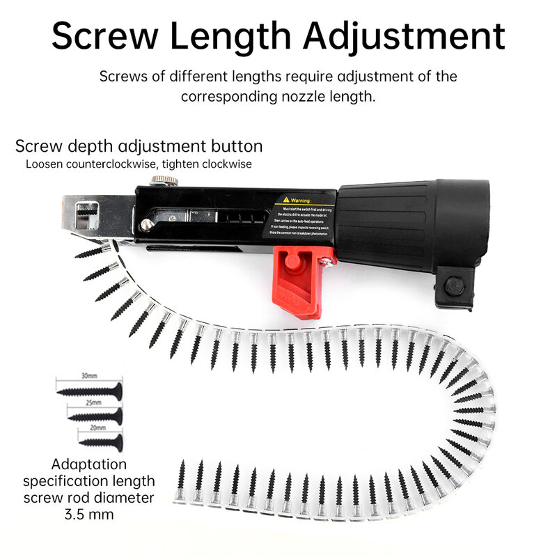 Automatic Chain Screw Gun Quick Screwing Tool Used With Electric Drill Woodworking Tool Drill Attachment