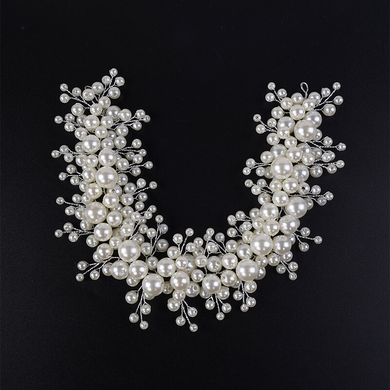 Diadema nupcial de perlas hecha a mano para mujer, accesorios para el cabello de boda de lujo, joyería para la cabeza de dama de honor para niñas, Tiaras