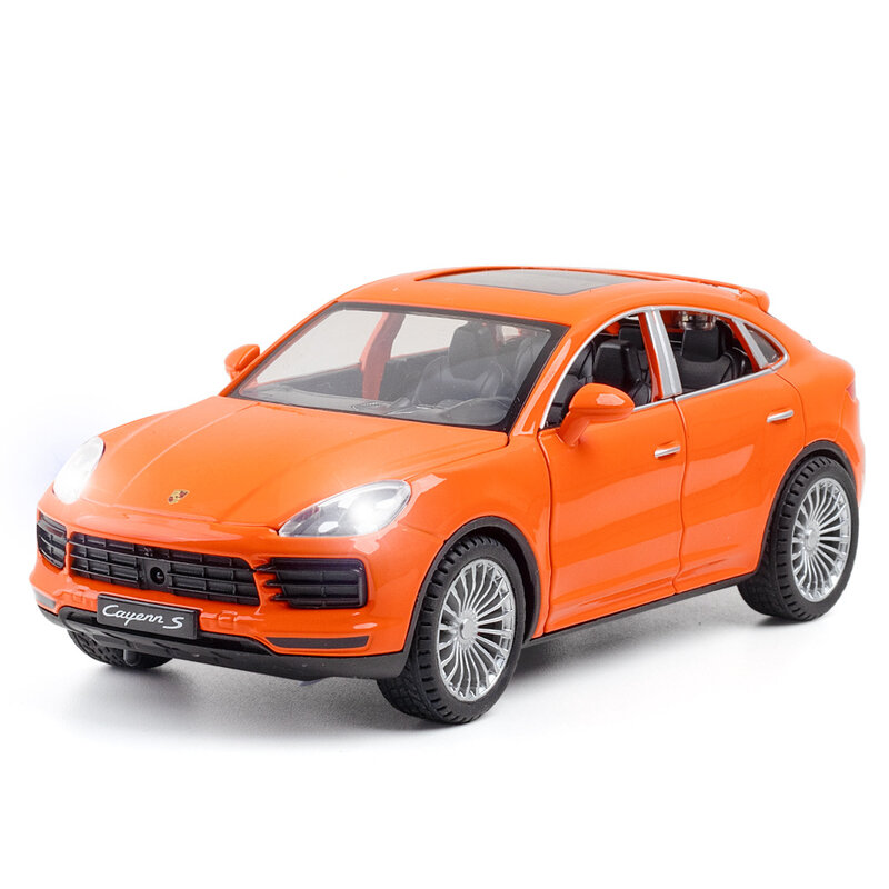 Модель автомобиля в масштабе 1:24 Porsche Cayenne S Turbo SUV из сплава, металлическая Игрушечная модель автомобиля, имитация звука, Женская коллекция, подарок для детей