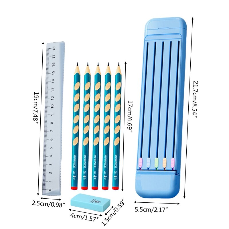 Students Stationery Includes Pencils Eraser Ruler ABS Pen for Case Magnetic Dropship