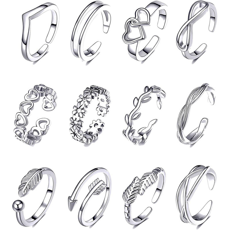 12 pçs flor setas toe anéis atraente e atraente design anel de pé para mulheres meninas adolescentes namorada recém