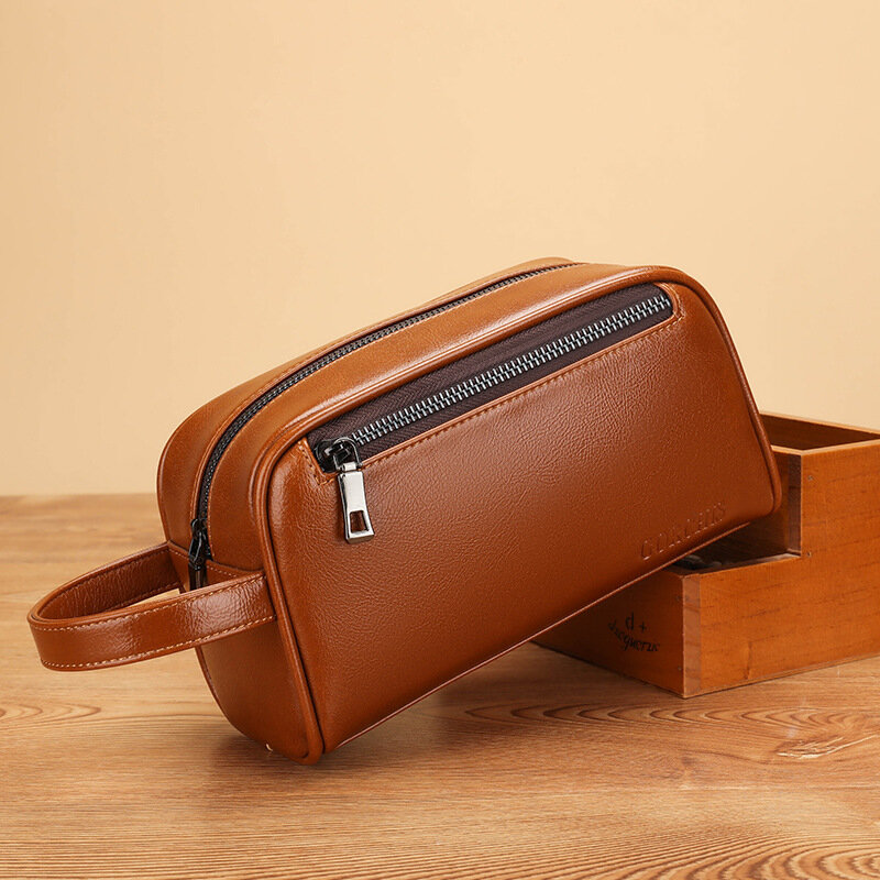 Nuova pochette da uomo Vintage Pu Leather Large Man Wallet Business Tote Bag per telefono 2024 Designer borsa da uomo