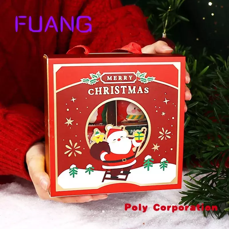 Custom  Custom design christmas gift food packaging boxes with hand ropepacking box for small business