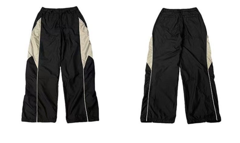 Spring retro loose cargo trousers women's hip-hop street stripes wide-leg jogging sweatpants Y2K oversized retro sports bottoms