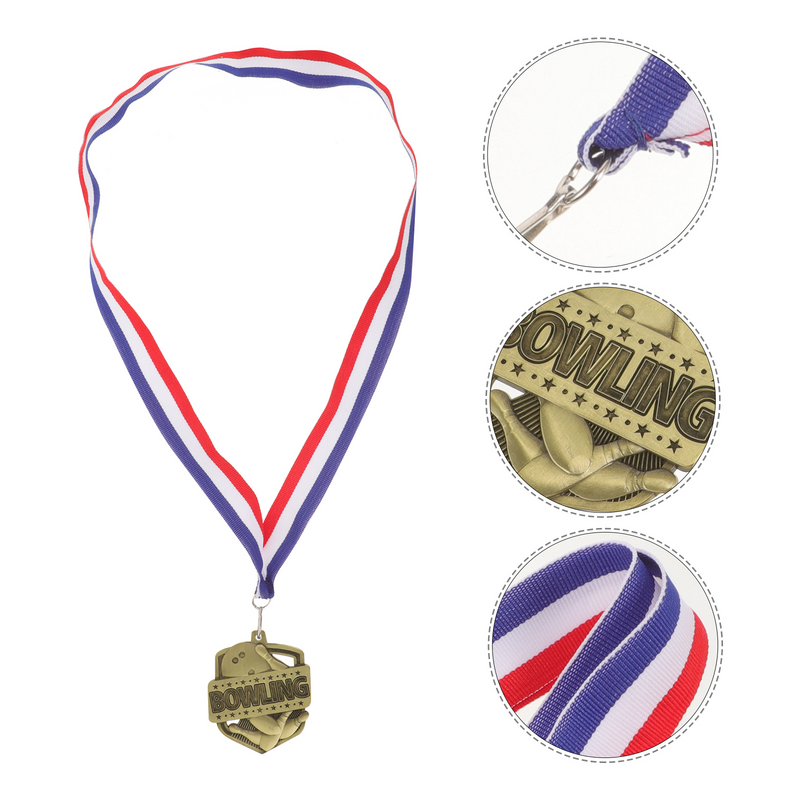 Bowlingwedstrijd Medaille Hangende Sportbijeenkomst Award Ronde Medaille Gouden Winnaars Medailles Spel Sportprijzen