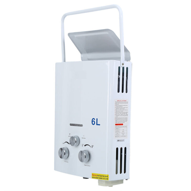 Calentador de agua caliente portátil sin tanque, caldera de Gas propano LPG para exteriores, 6L