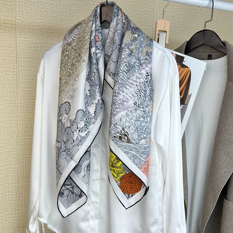 90 jedwabny szalik 100% prawdziwy jedwab chustka chusty okłady dwustronny luksusowy jedwabny szal szalik
